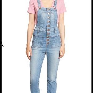 Madewell button down denim overalls